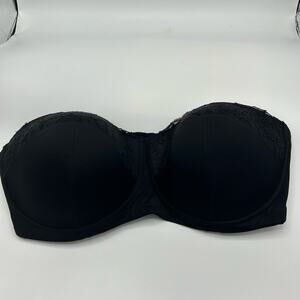 Butterfly‎ by Ashley Stewart Strapless Bra 40DDD Black Lace Push‑Up Underwire